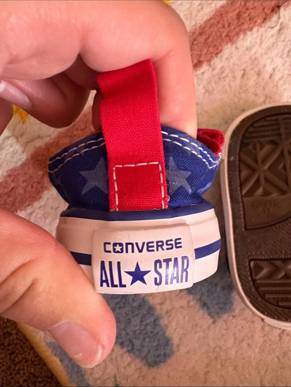 Converse Kids Blue Canvas Sneakers with Red Straps